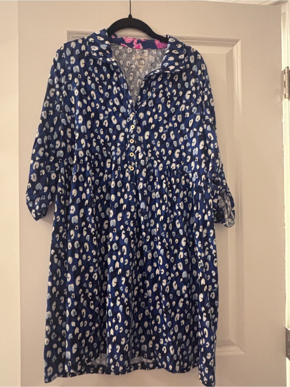 Lilly Pulitzer Starlight Navy Blue and White Abstract Heart Print Dress